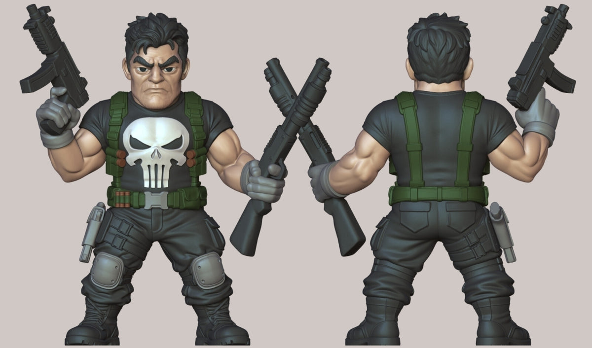 11" Tactical Skull Vigilante 3D Printed Figure Comic Inspired Collectible Statue