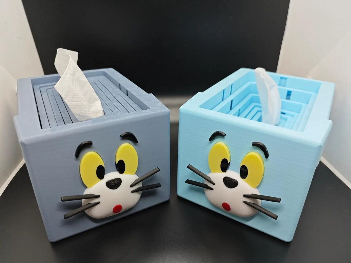 3D Printed Cartoon Cat Style Tissue Box – Sunken Design Napkin Holder