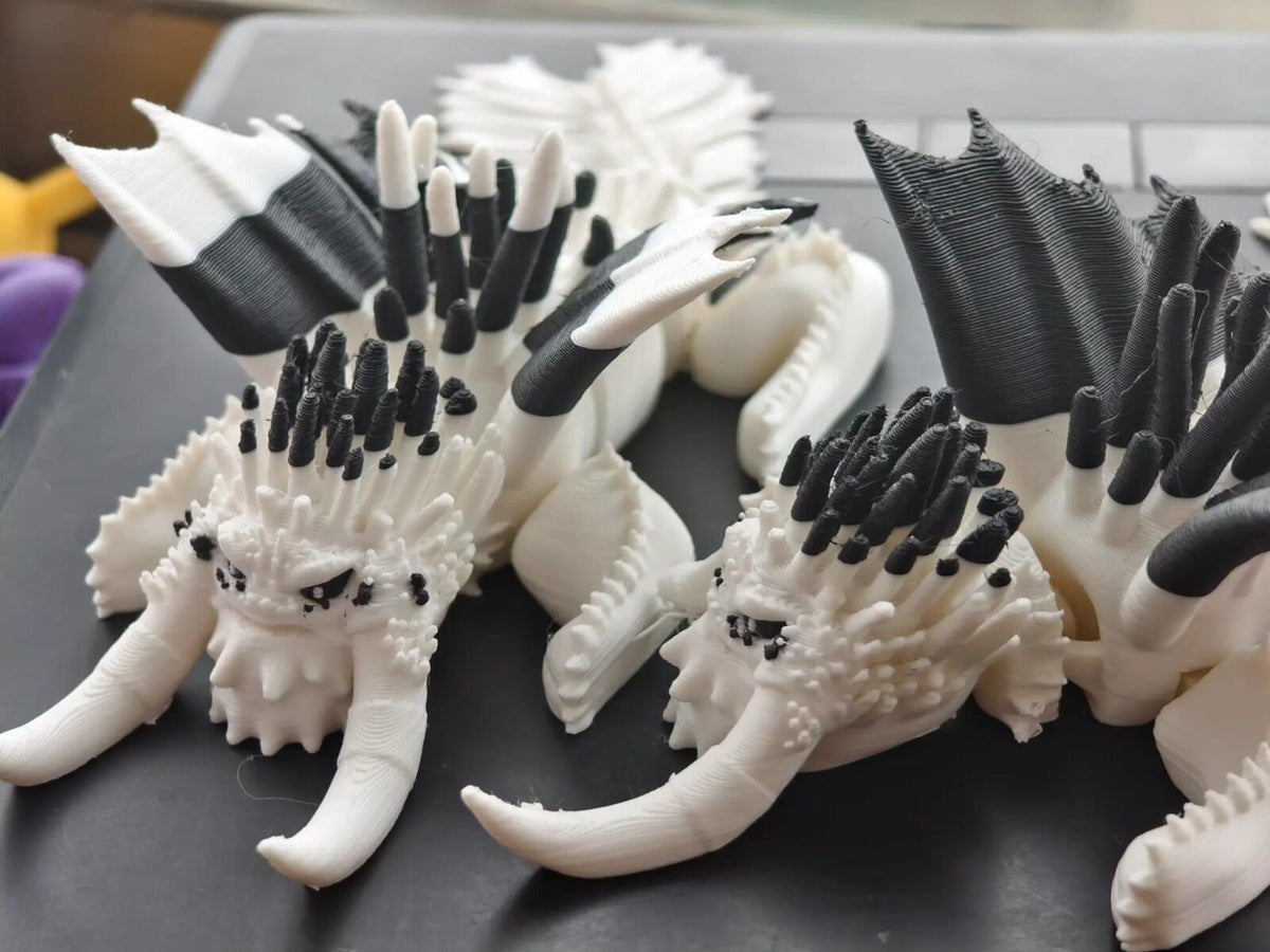 White Dragon Figure | Majestic Fantasy Dragon | 3D Printed Display Model