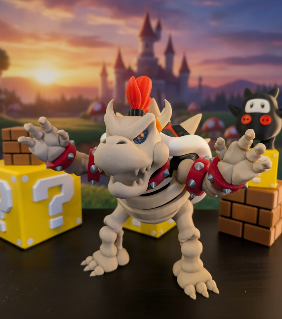 Epic 10” Dry Bowser – 3D Printed Skeleton King – Mario Collector’s Must-Have!