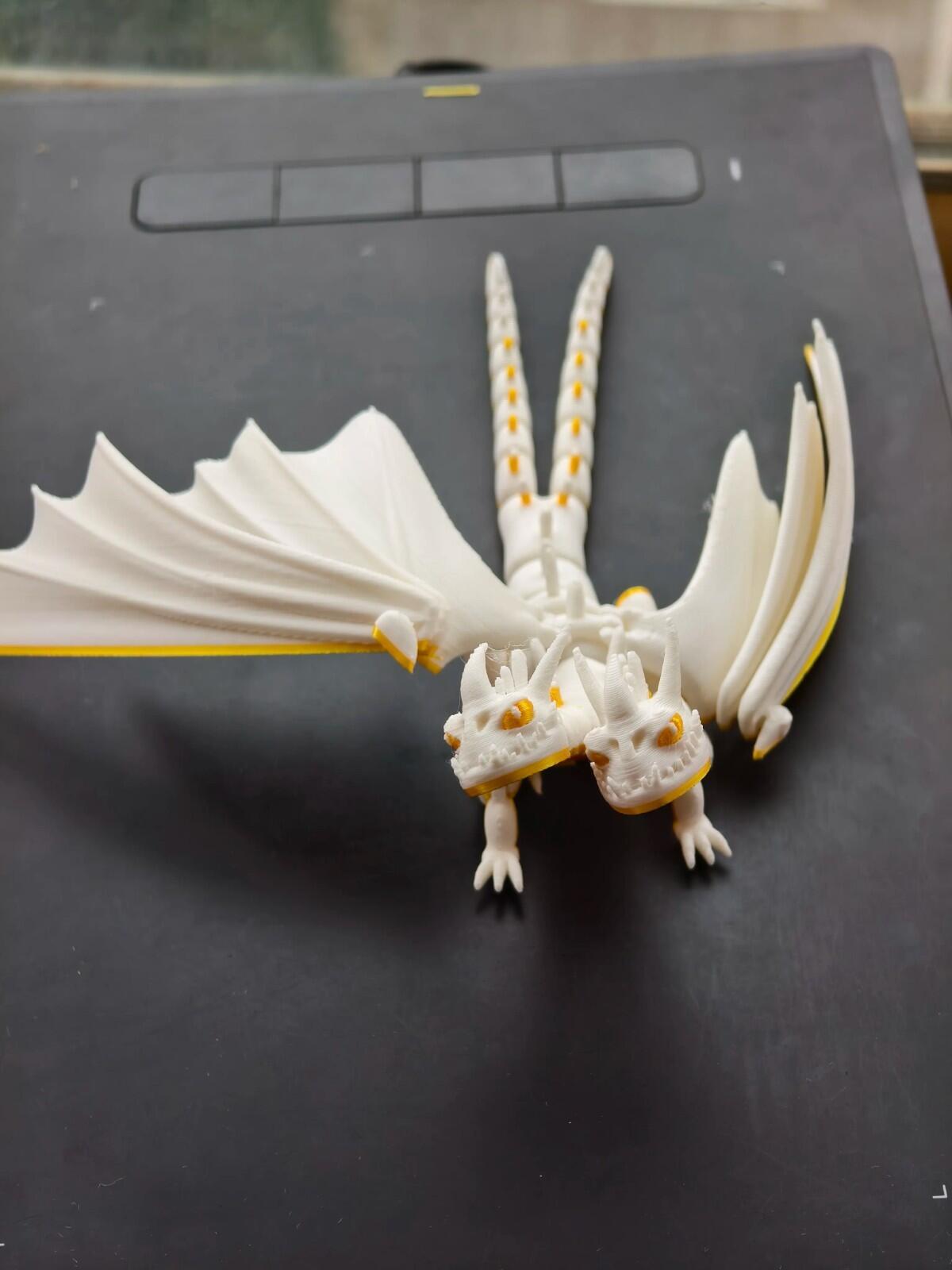Two-Headed Dragon Figure | Fantasy Creature | 3D Printed Desk Display