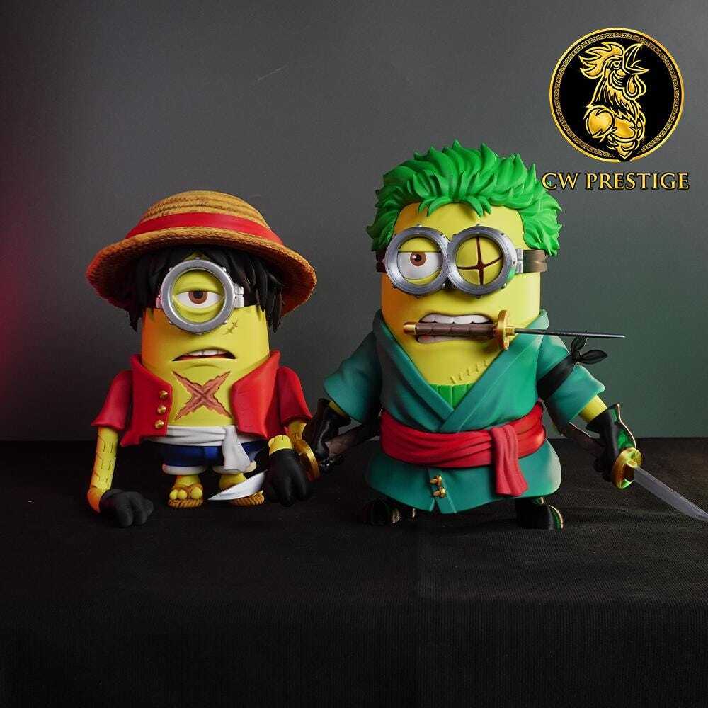 Luffy & Zoro Minion Mashup 30cm Collectible Anime Sculpture Figure – One Piece C