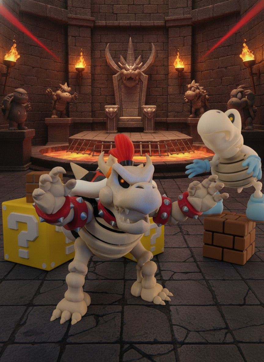 Epic 10” Dry Bowser – 3D Printed Skeleton King – Mario Collector’s Must-Have!