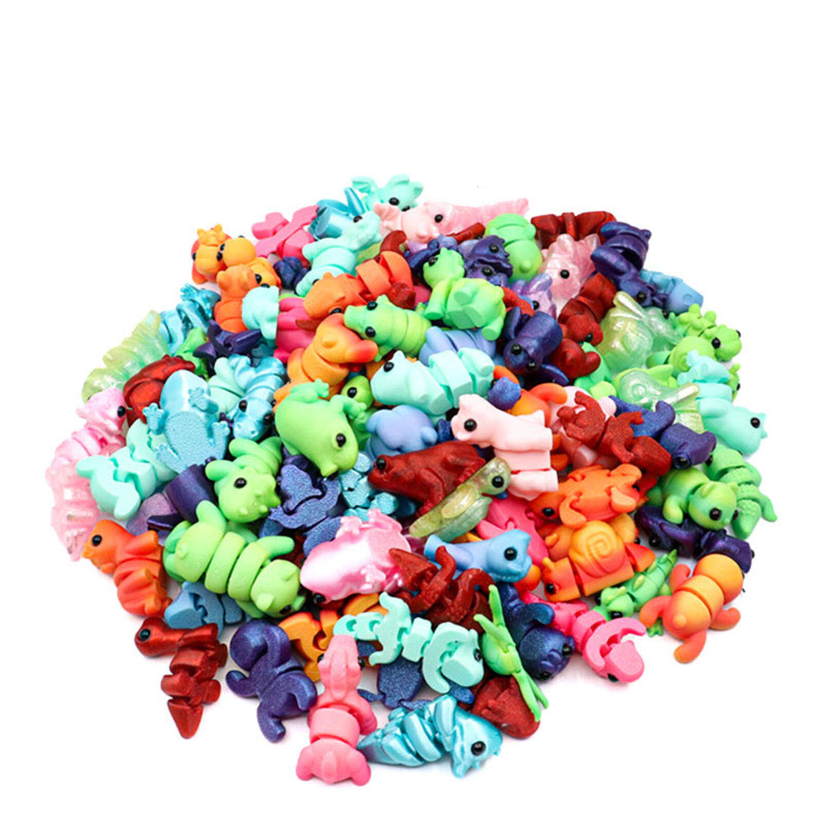 5X Random 3D Printed Mini Flexi Articulated Animal Figurines Colorful PLA