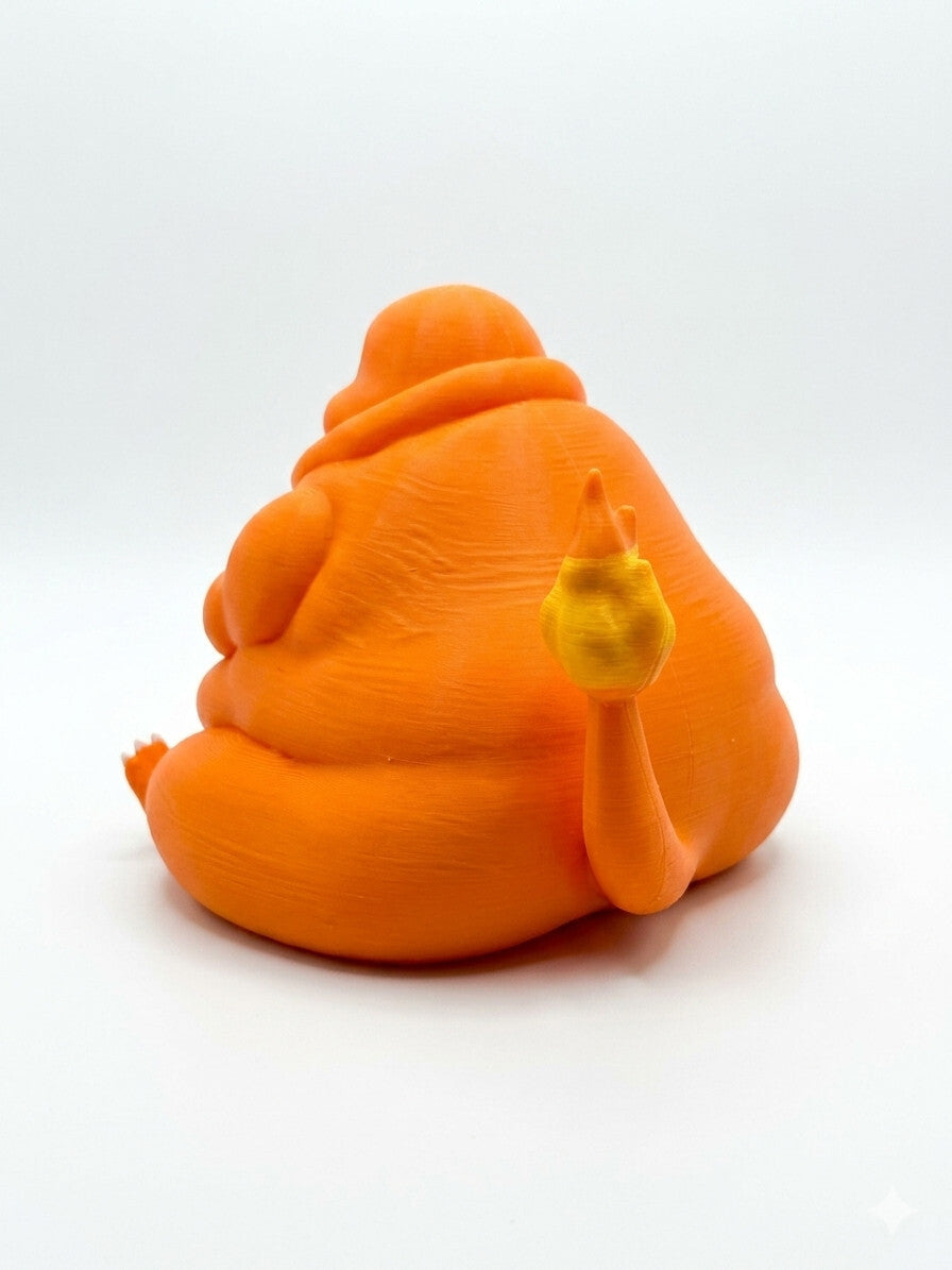 Chonky Charmander Figure – Matte Orange Fat Pokémon Statue Decor 4"