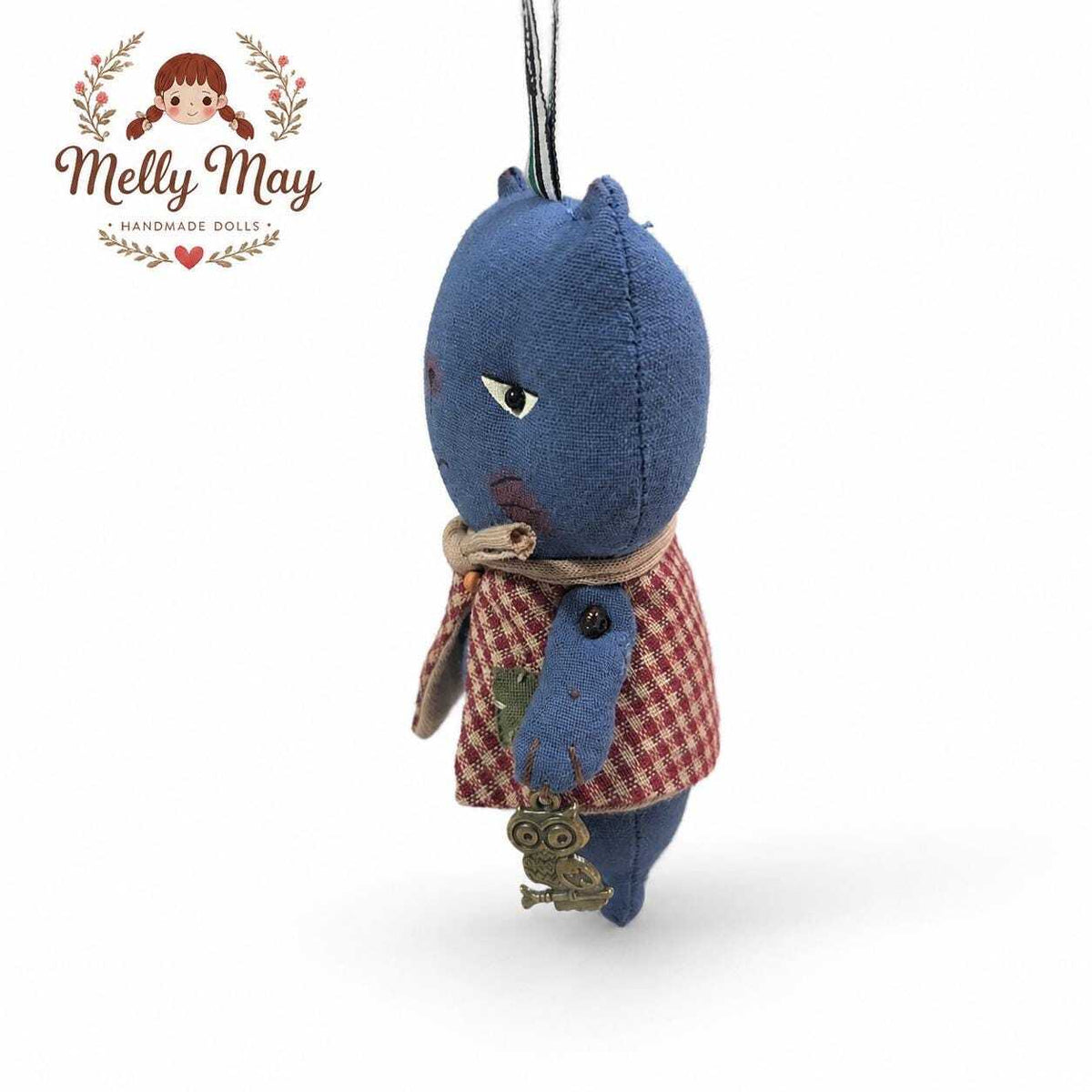 Pouty Cat Handmade Bag Charm | Fabric Keychain