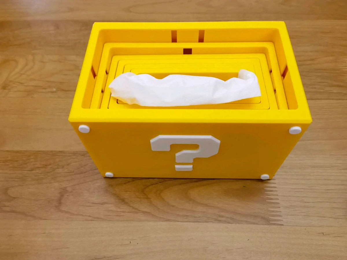 D Printed Question Block Style Tissue Box – Video Game Inspired Sunken Design