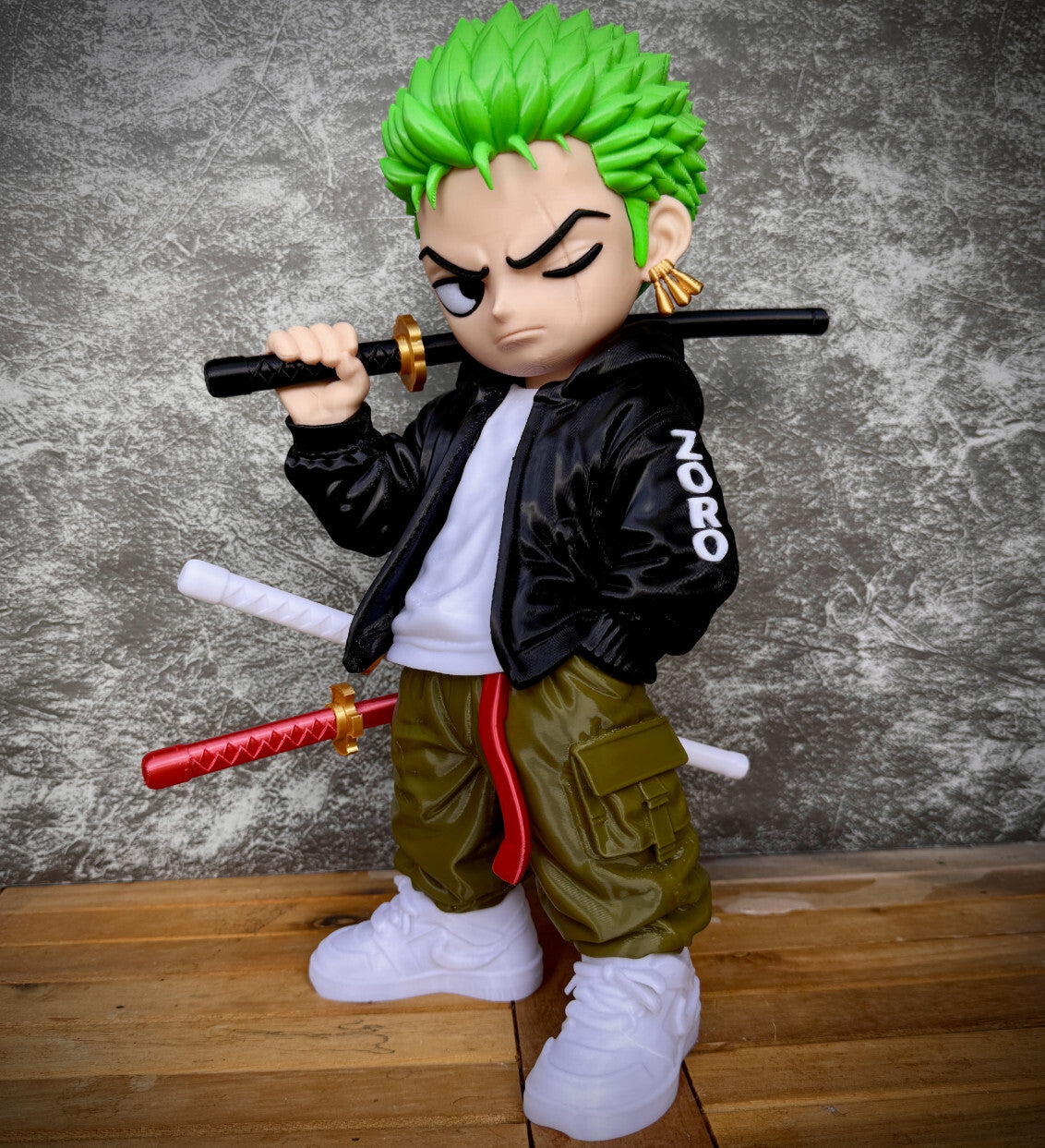 11" Three Sword Warrior 3D Printed Figure Anime Inspired Collectible Statue Gift