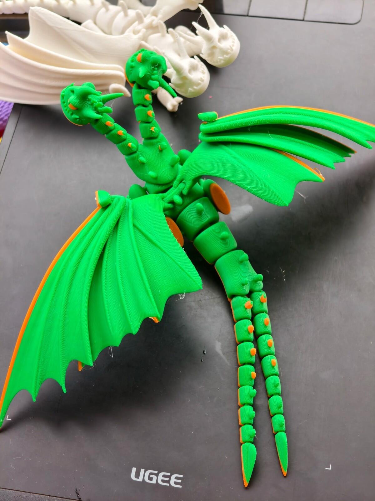 Two-Headed Dragon Figure | Fantasy Creature | 3D Printed Desk Display
