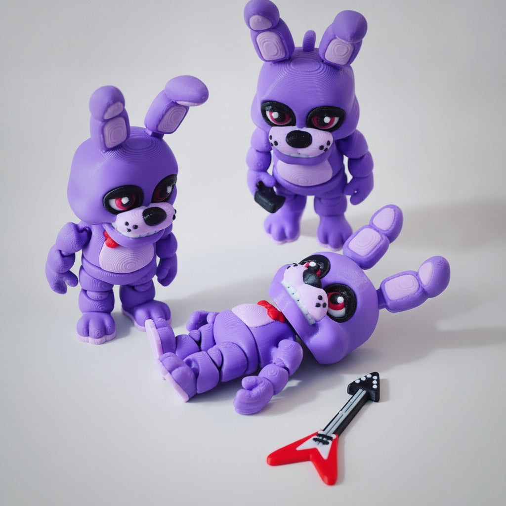 Bonnie Bunny Flexi Keychain | 3D Printed Articulated Charm | Gamer Gift
