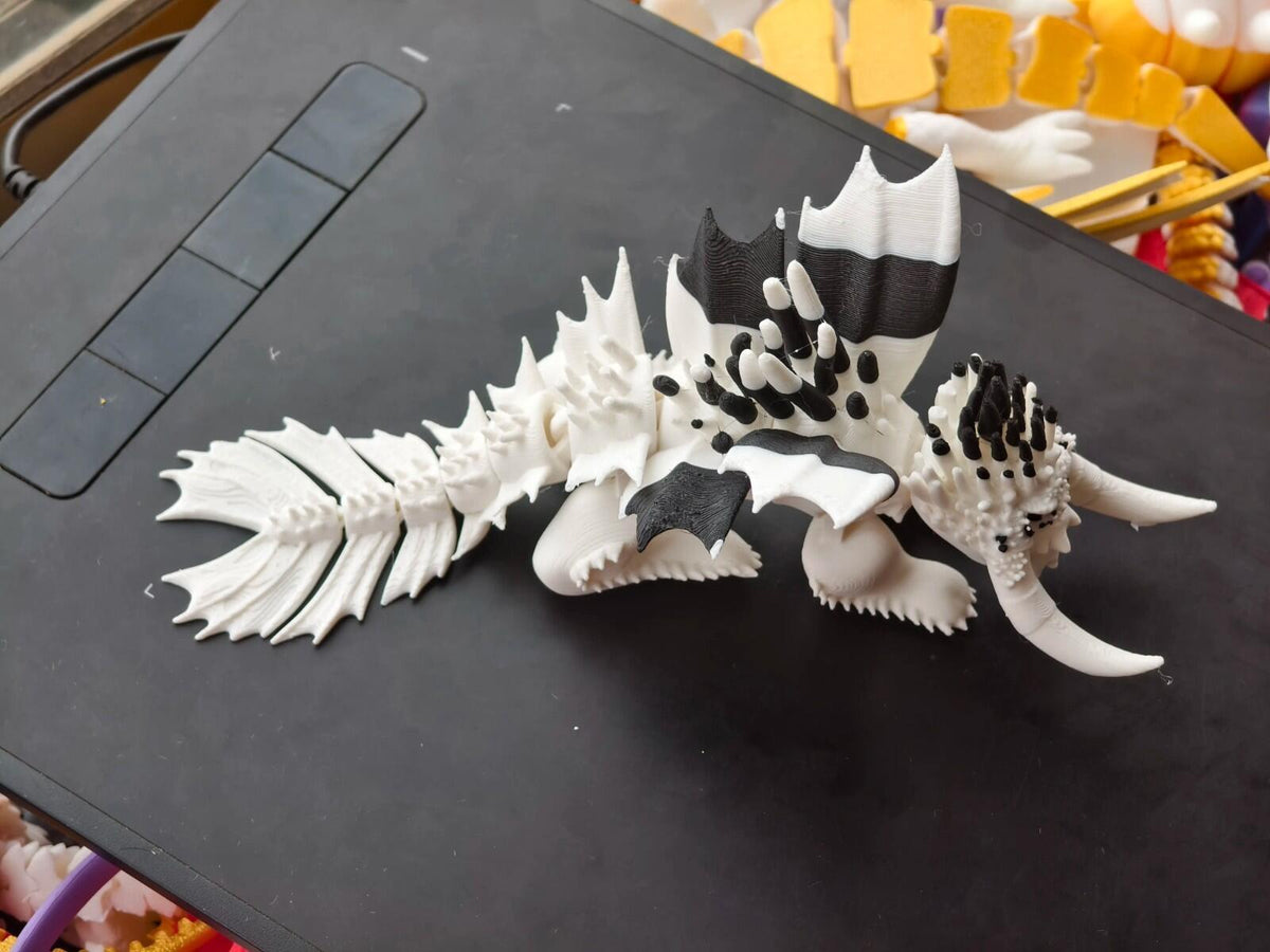 White Dragon Figure | Majestic Fantasy Dragon | 3D Printed Display Model