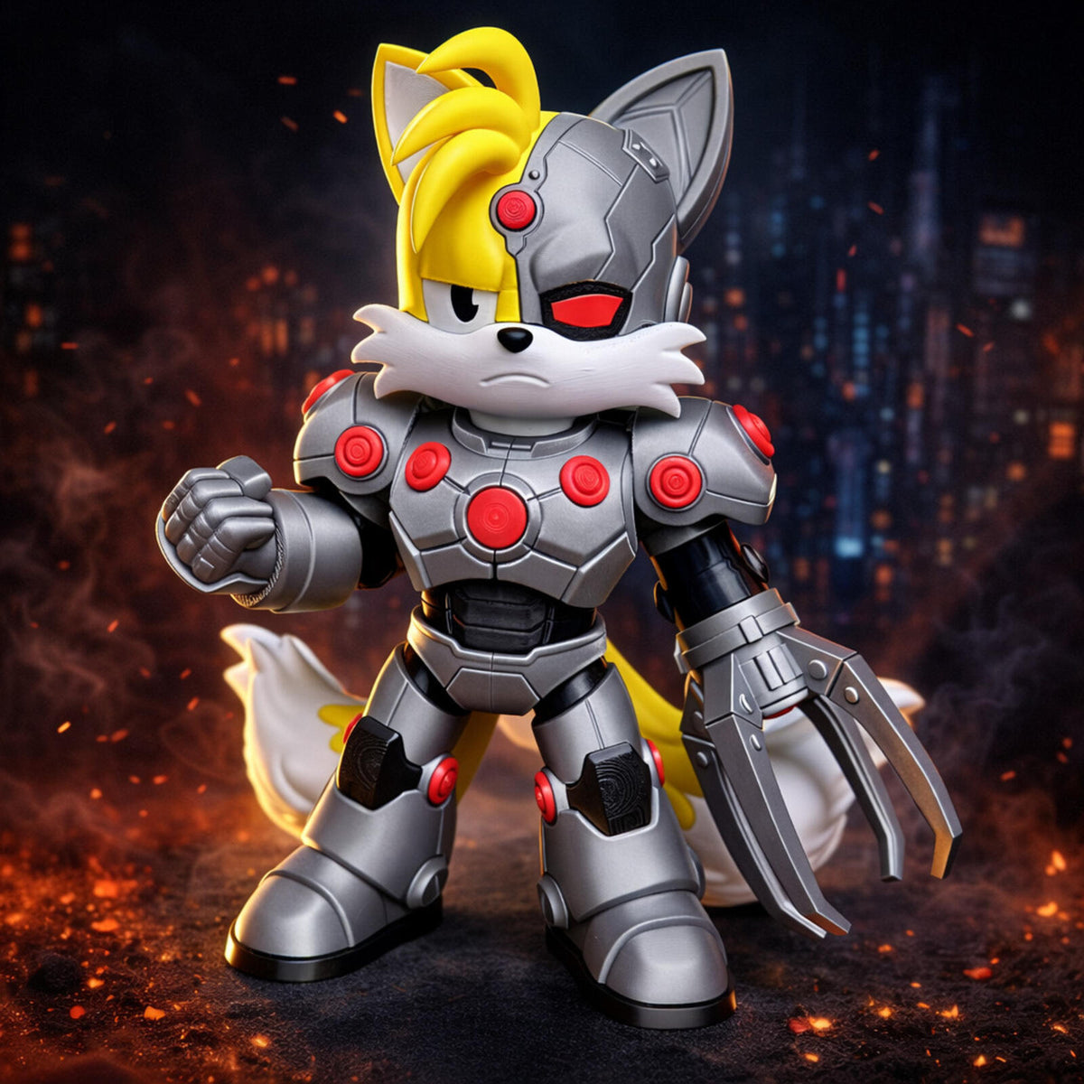 ⚡ CYBORG TAILS – CHIBI FAN ART FIGURE