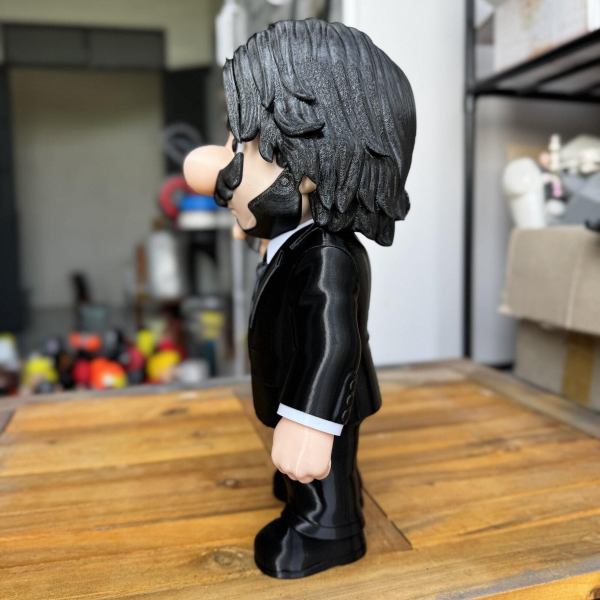 Mario Assassin Style Fan Art 3D Printed Figure – Hitman Suit Collectible Model