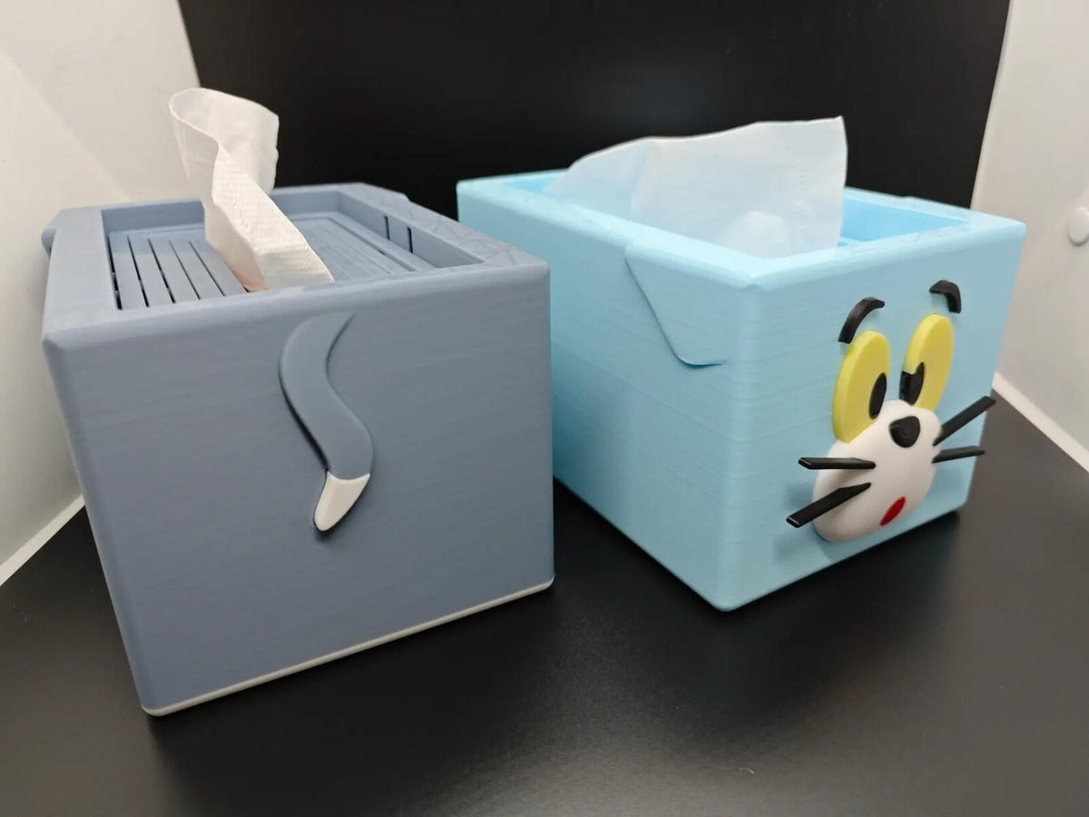 3D Printed Cartoon Cat Style Tissue Box – Sunken Design Napkin Holder