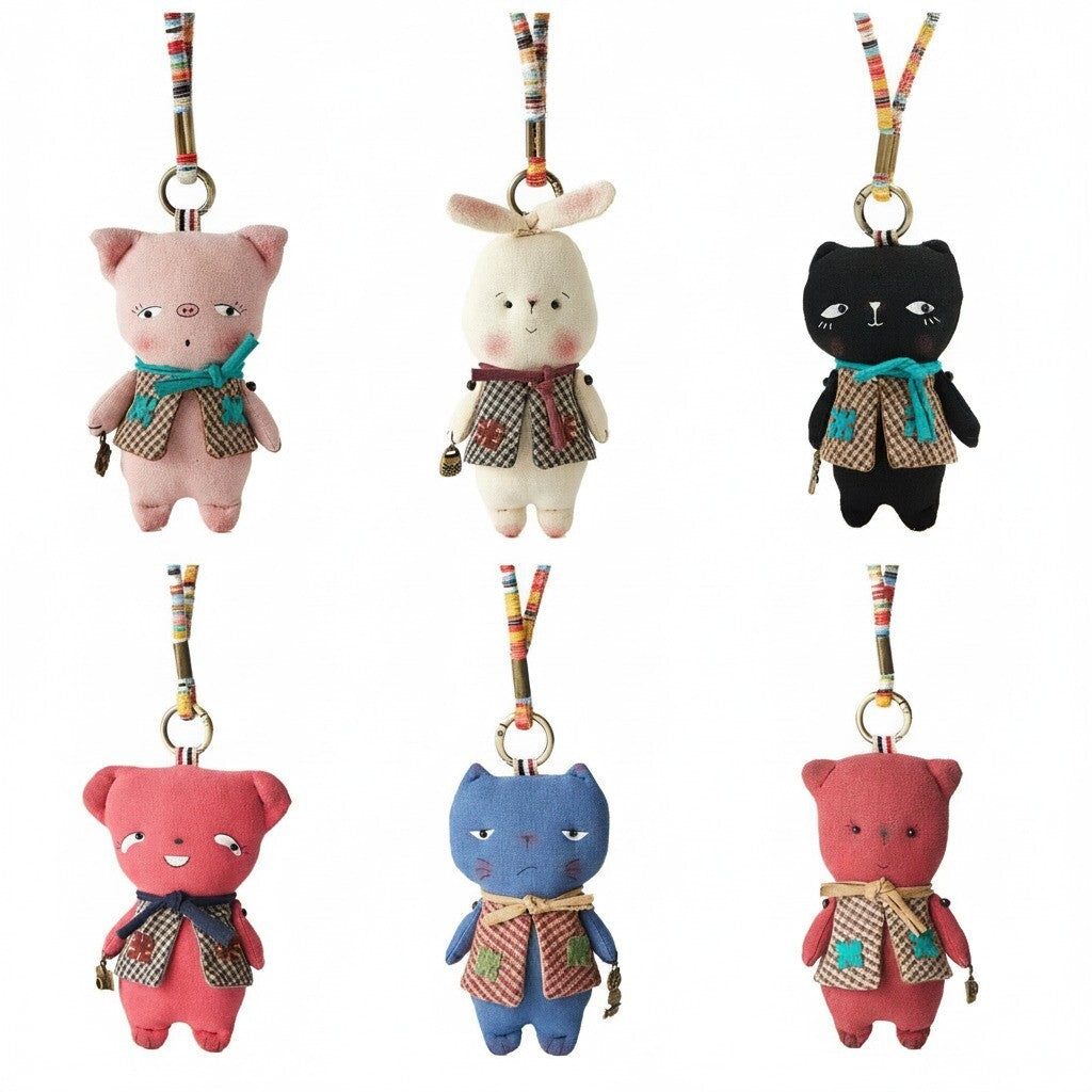Moody Pig Handmade Hanging Doll