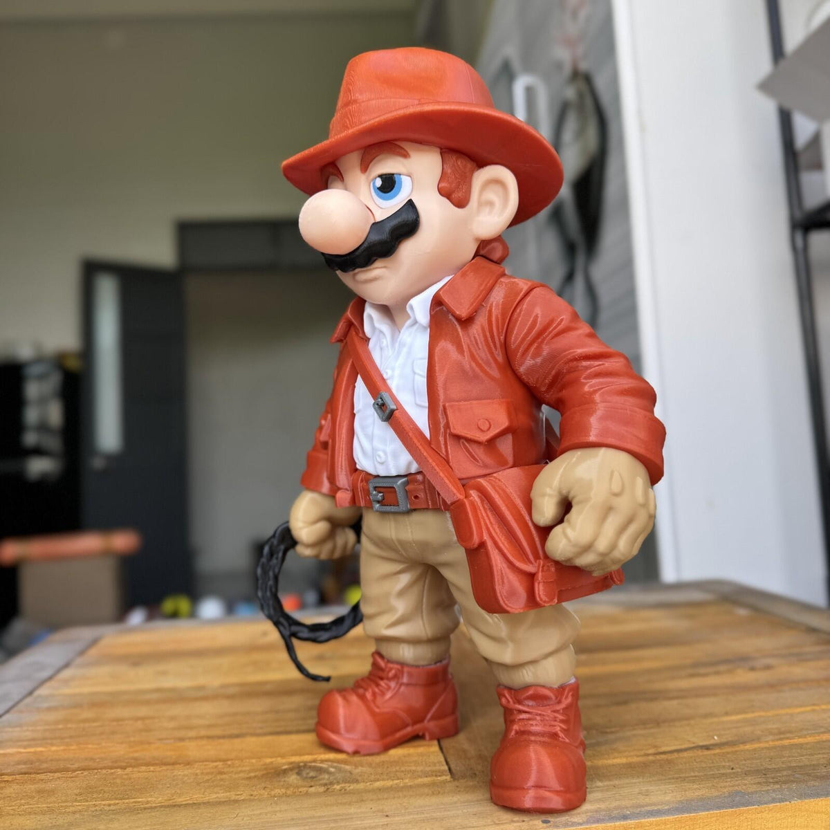 3D Printed Mario x Indiana Jones Fan Art Crossover Figurine