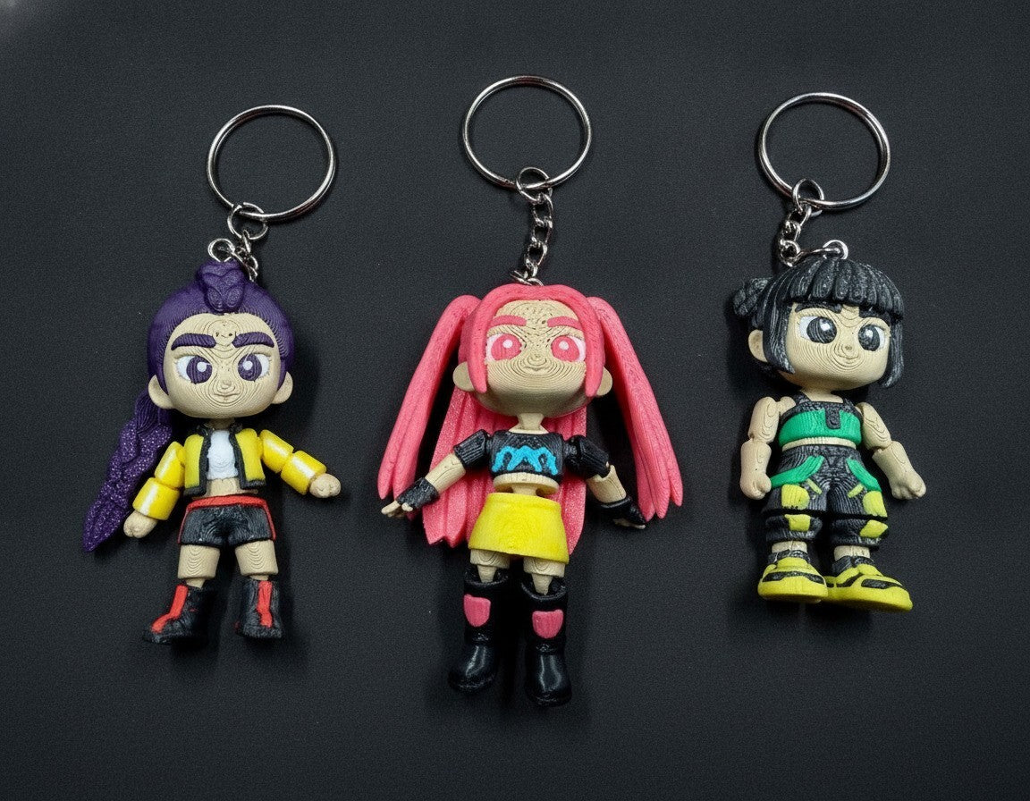 K-Pop Demon Hunter Inspired Keychain Set β Rumi, Zoey & Mira