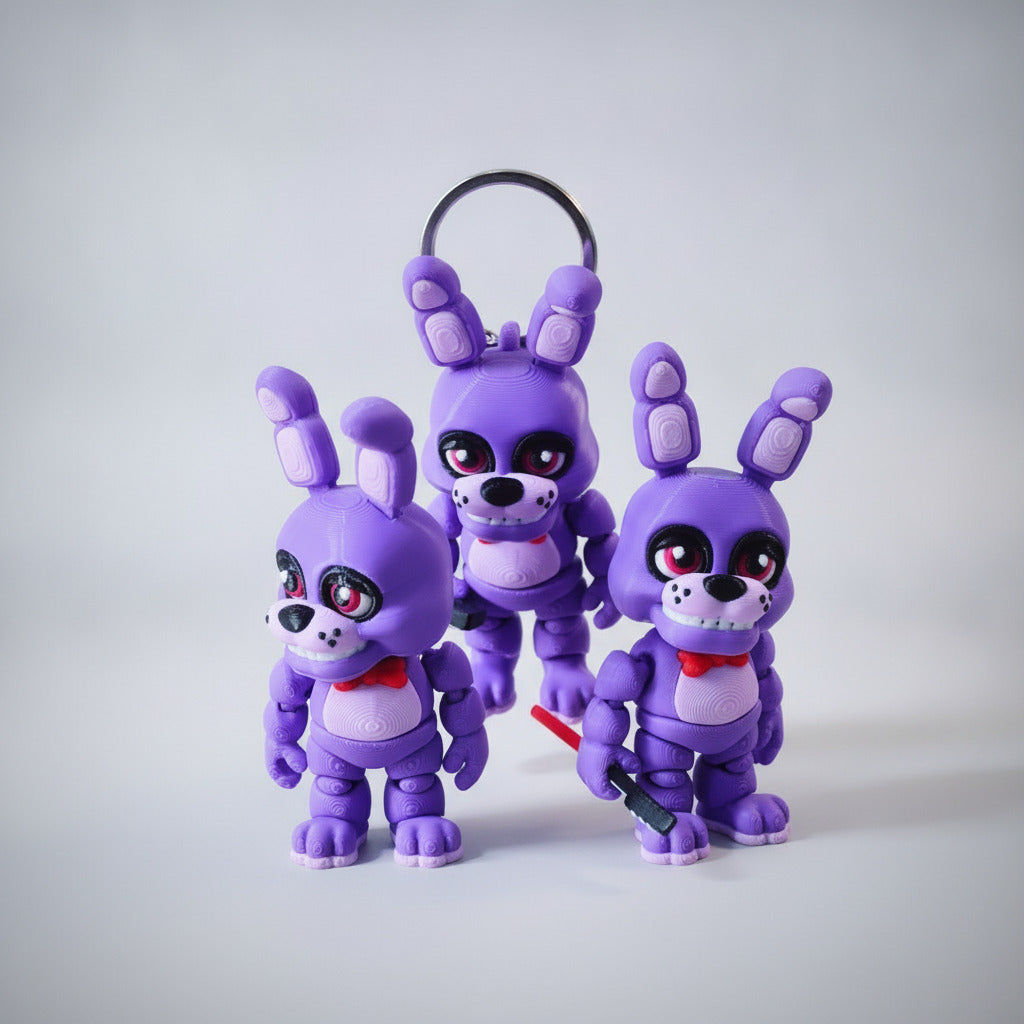 Bonnie Bunny Flexi Keychain | 3D Printed Articulated Charm | Gamer Gift