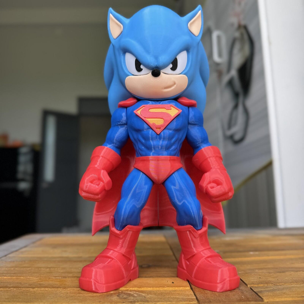 SuperSpeed Hero – Sonic × Superman Inspired Fan Art (3D Printed Figure)