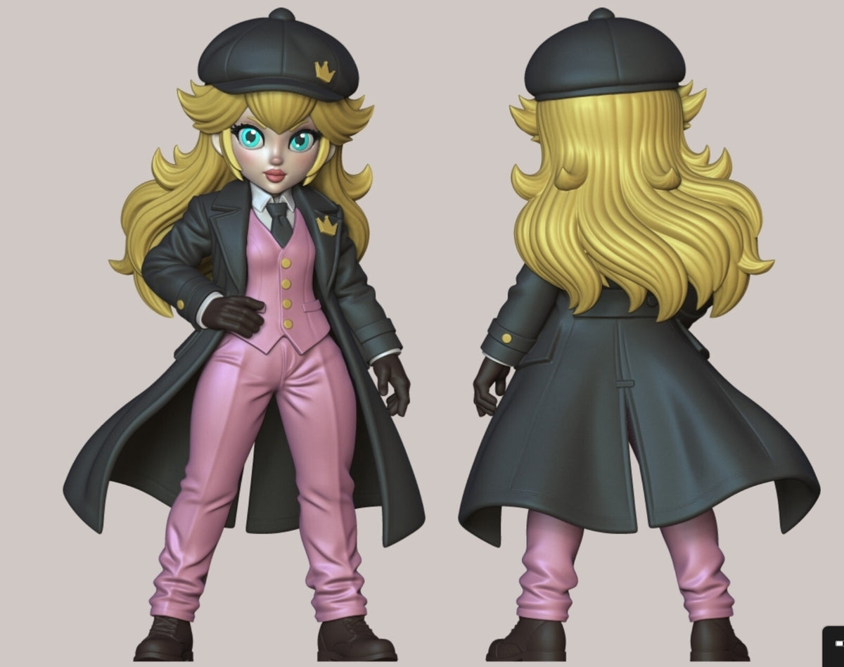 11" Vintage Gangster Princess 3D Printed Figure Video Game Inspired Collectible