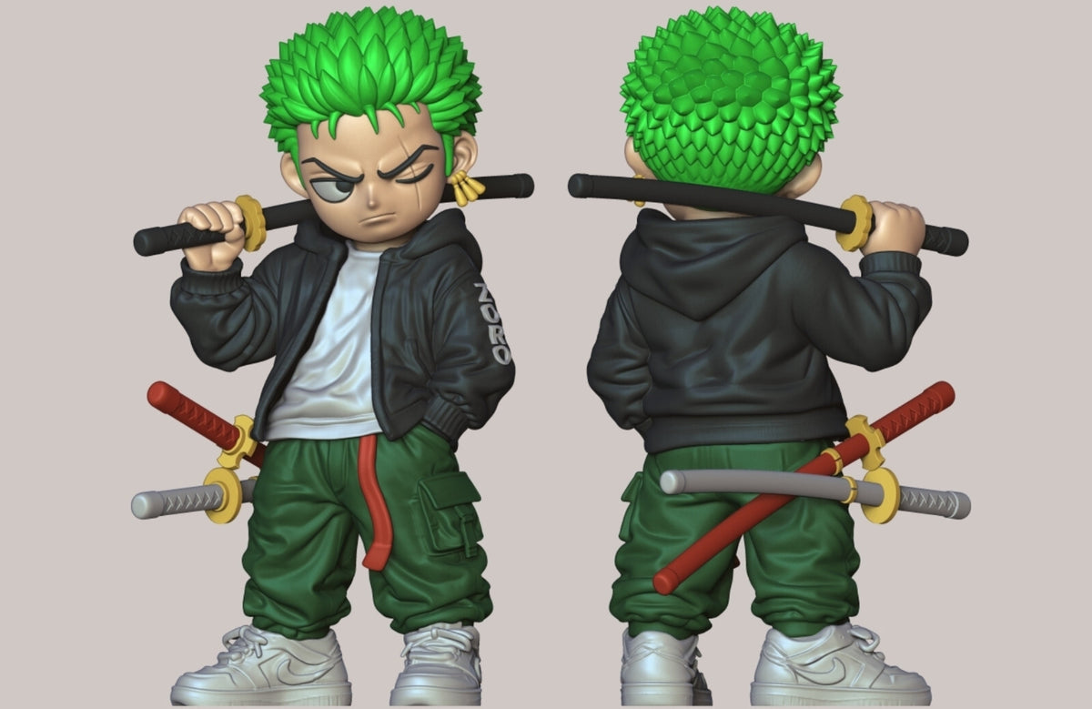 11" Three Sword Warrior 3D Printed Figure Anime Inspired Collectible Statue Gift