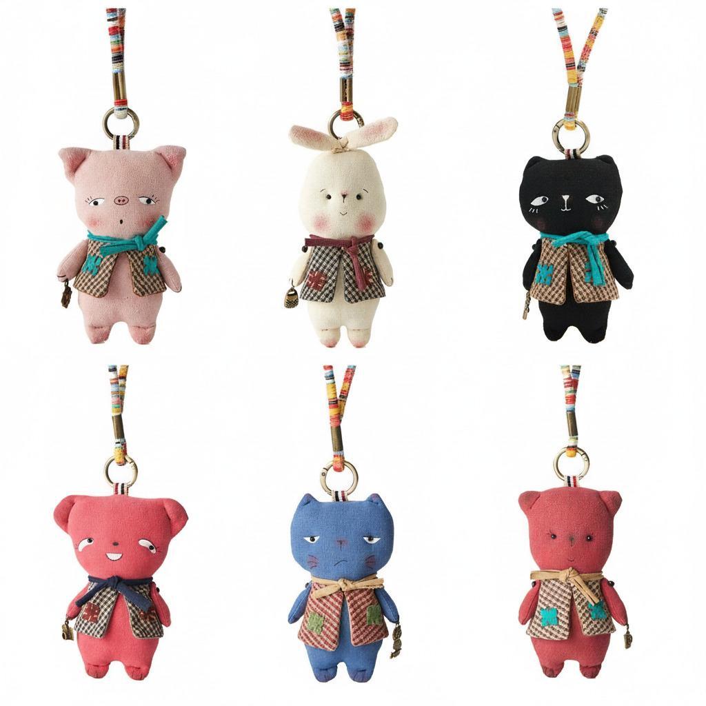 Doodle Raccoon Handmade Bag Charm
