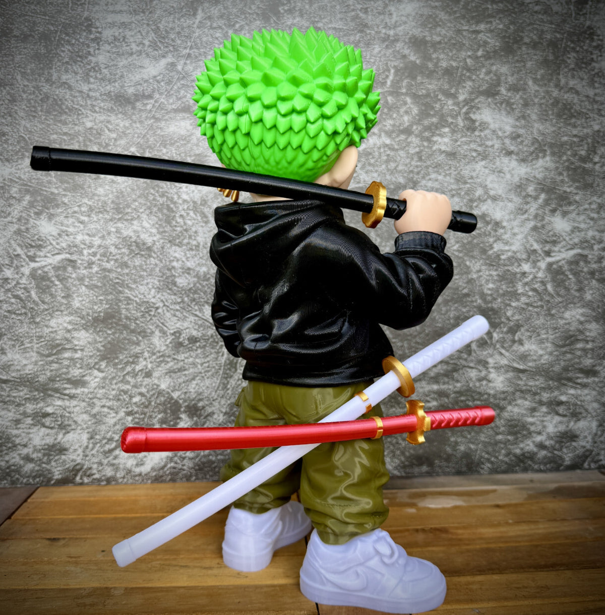 11" Three Sword Warrior 3D Printed Figure Anime Inspired Collectible Statue Gift