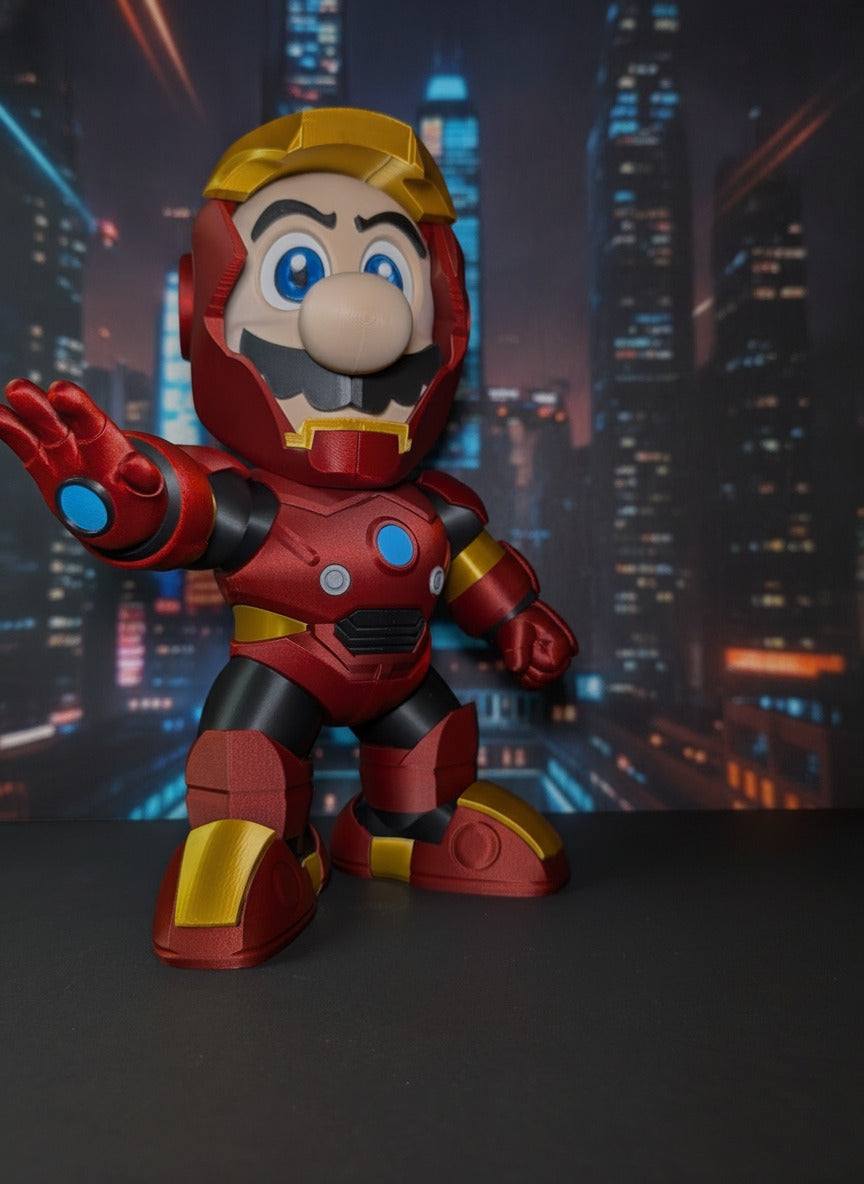 Mario Inspired Armored Hero 3D Printed Statue 14.25" Video Game Collectible Gift