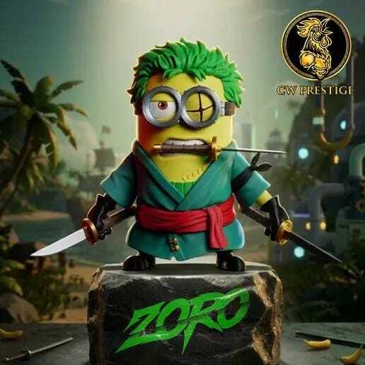 Luffy & Zoro Minion Mashup 30cm Collectible Anime Sculpture Figure – One Piece C