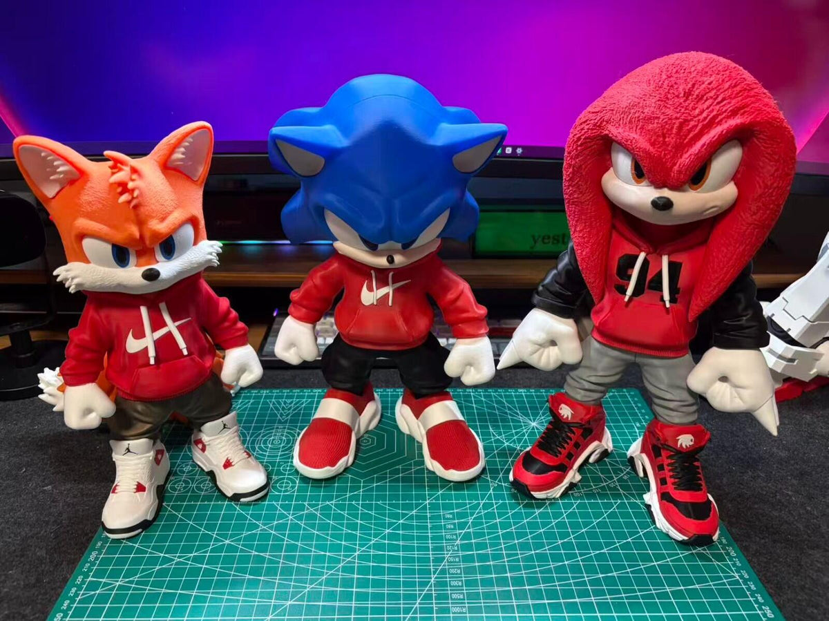 3D Printed Knuckles Figure – 12.5 inch Fan Art Statue Red Hoodie Street Style