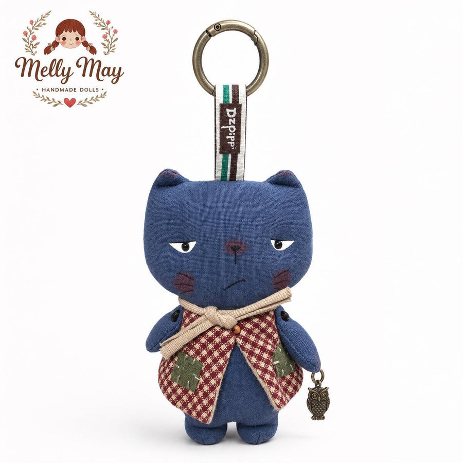 Pouty Cat Handmade Bag Charm | Fabric Keychain