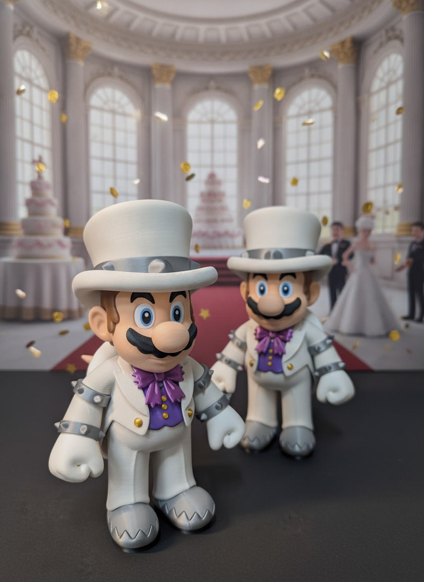 Wedding Hero Mario Bowser Fusion 3D Printed Figure 8.5" Nintendo Gamer Statue