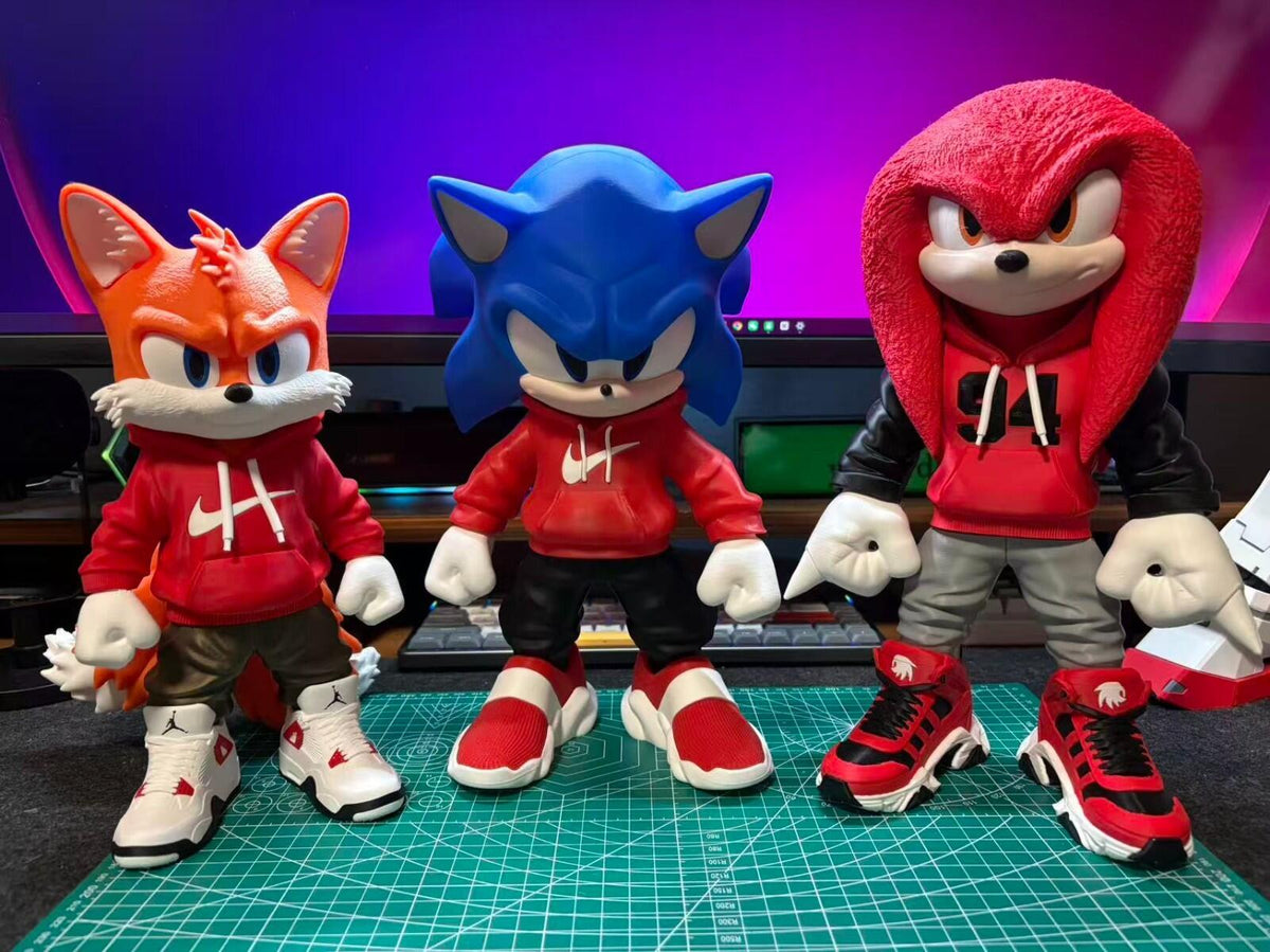 3D Printed Knuckles Figure – 12.5 inch Fan Art Statue Red Hoodie Street Style