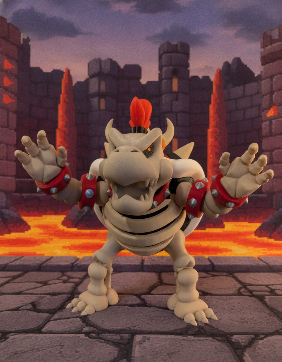 Epic 10” Dry Bowser – 3D Printed Skeleton King – Mario Collector’s Must-Have!