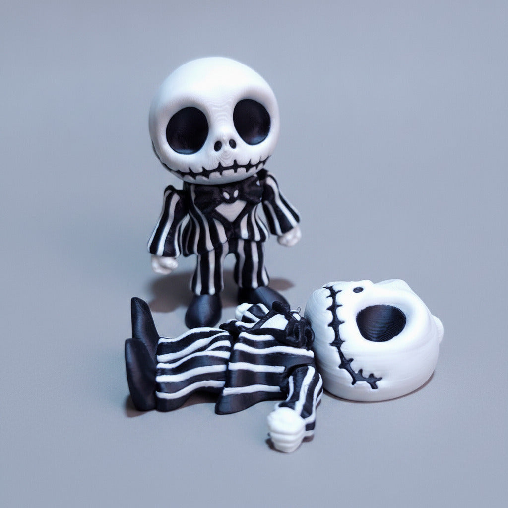 Jack Skellington Flexi Keychain | 3D Printed Articulated Charm | Gothic Gift