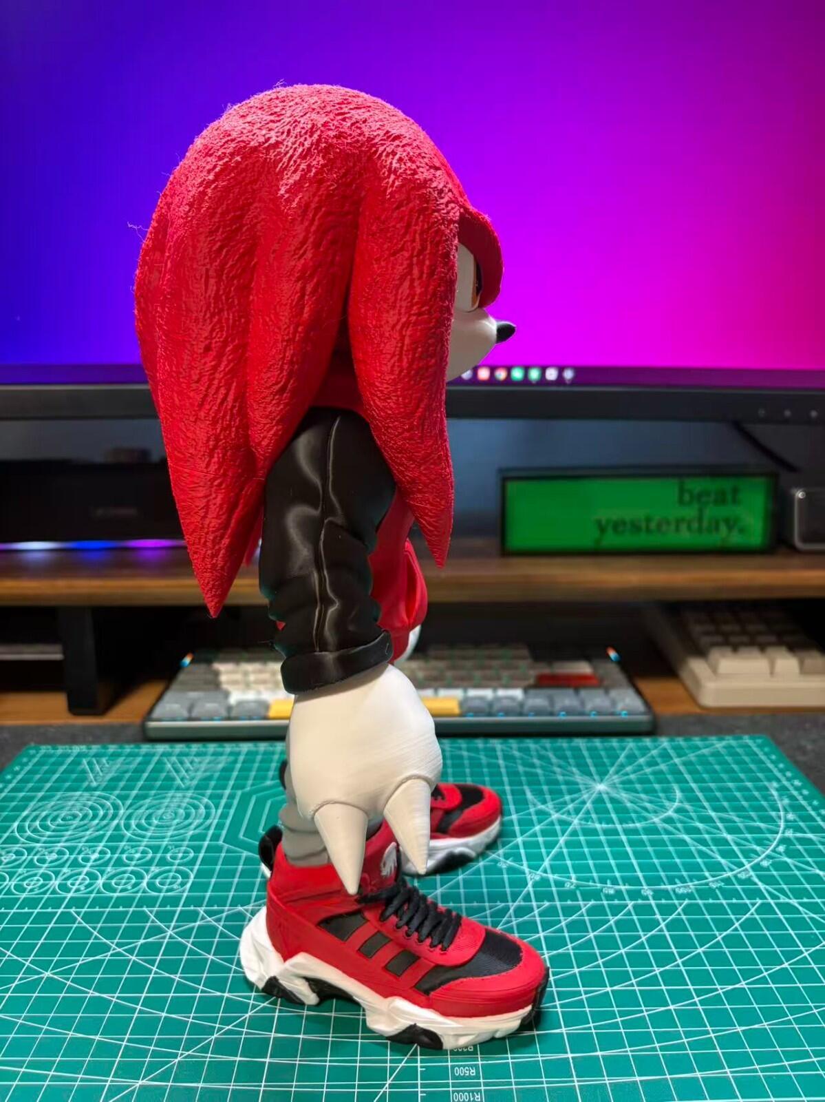 3D Printed Knuckles Figure – 12.5 inch Fan Art Statue Red Hoodie Street Style