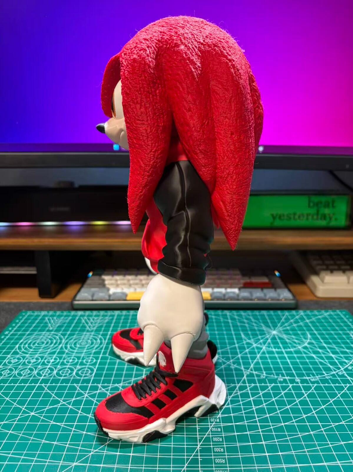 3D Printed Knuckles Figure – 12.5 inch Fan Art Statue Red Hoodie Street Style