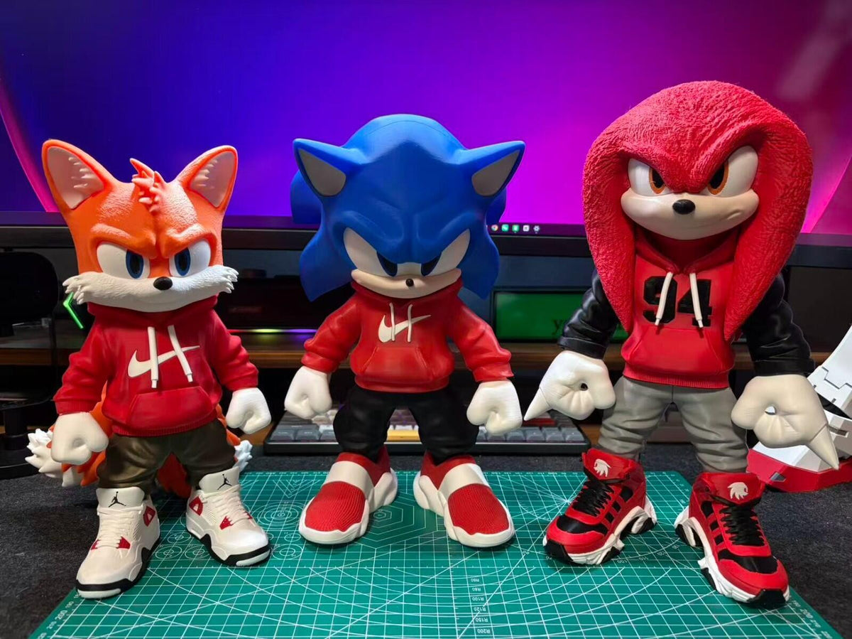 3D Printed Knuckles Figure – 12.5 inch Fan Art Statue Red Hoodie Street Style