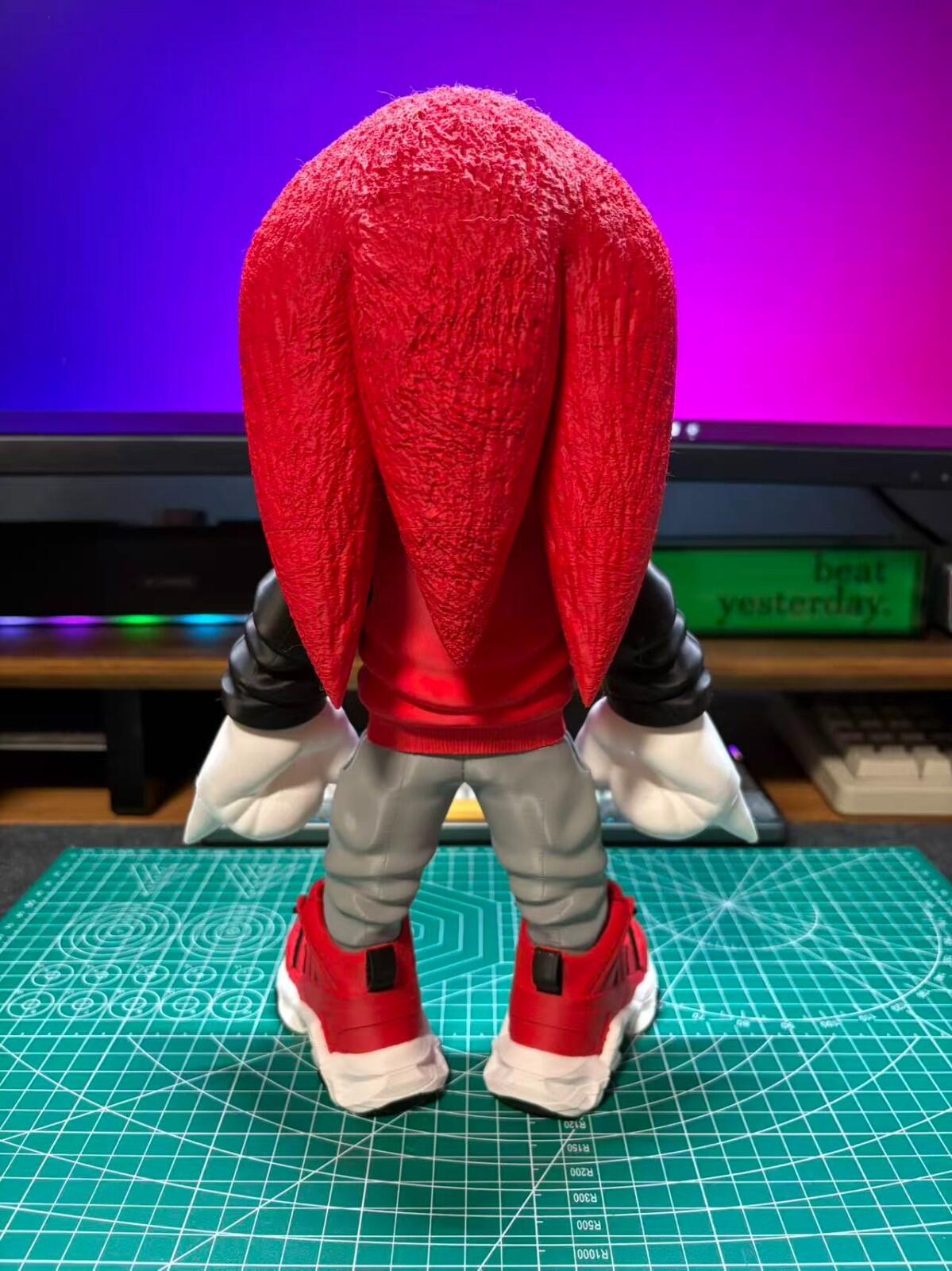 3D Printed Knuckles Figure – 12.5 inch Fan Art Statue Red Hoodie Street Style