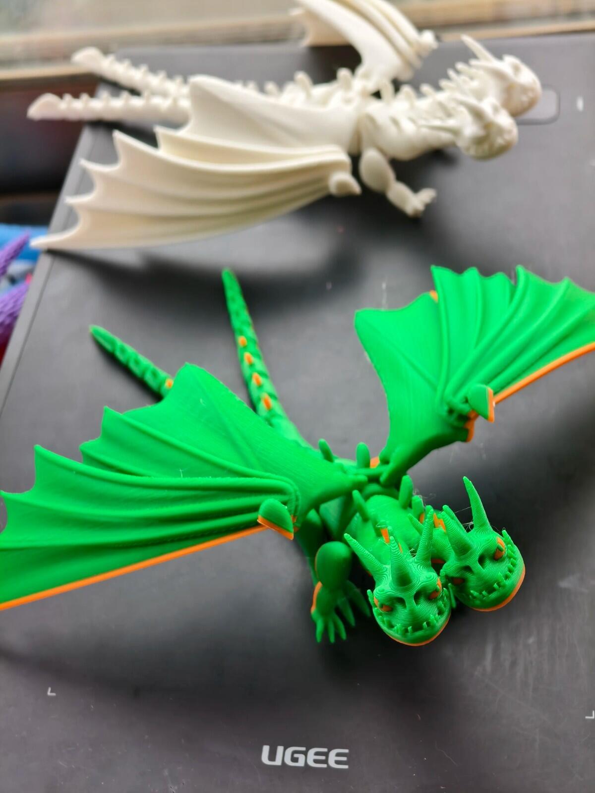 Two-Headed Dragon Figure | Fantasy Creature | 3D Printed Desk Display