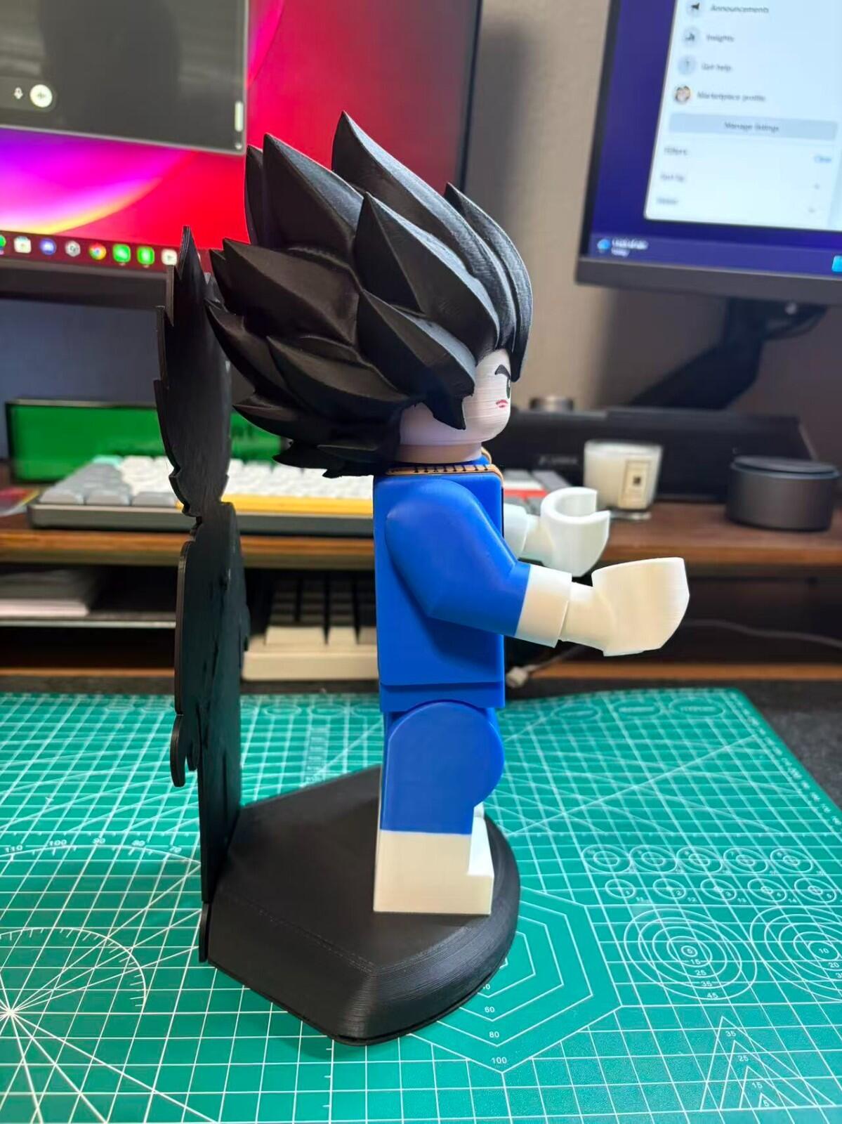 Vegeta Dragon Ball Z Inspired 3D Printed Figure – 11” Anime Brick Style C