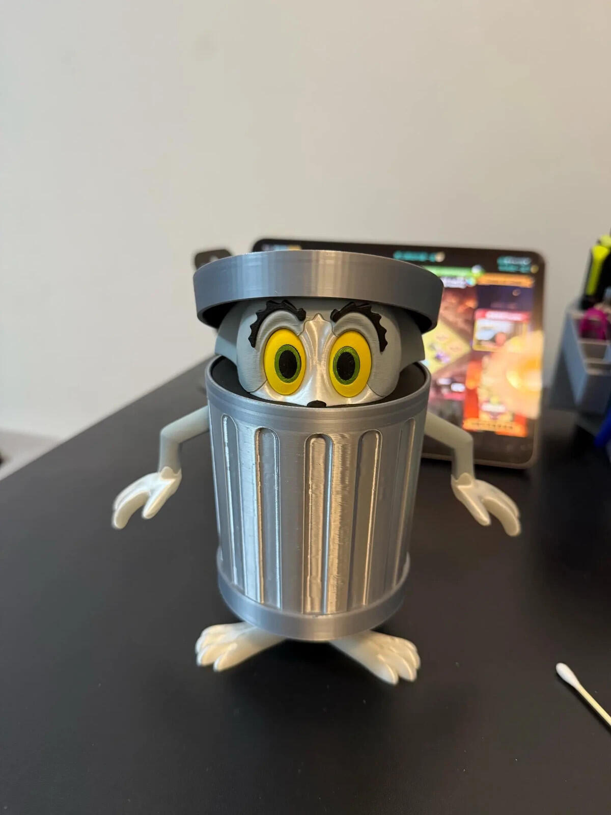 3D Printed Mini Trash Can – Cat & Mouse Design | Funny Desk Organizer | Cute Gar