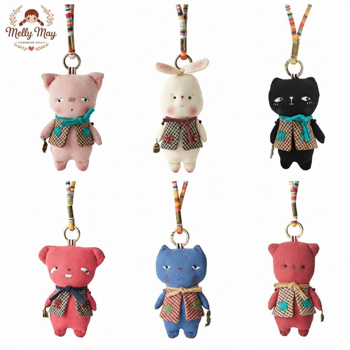 Pouty Cat Handmade Bag Charm | Fabric Keychain