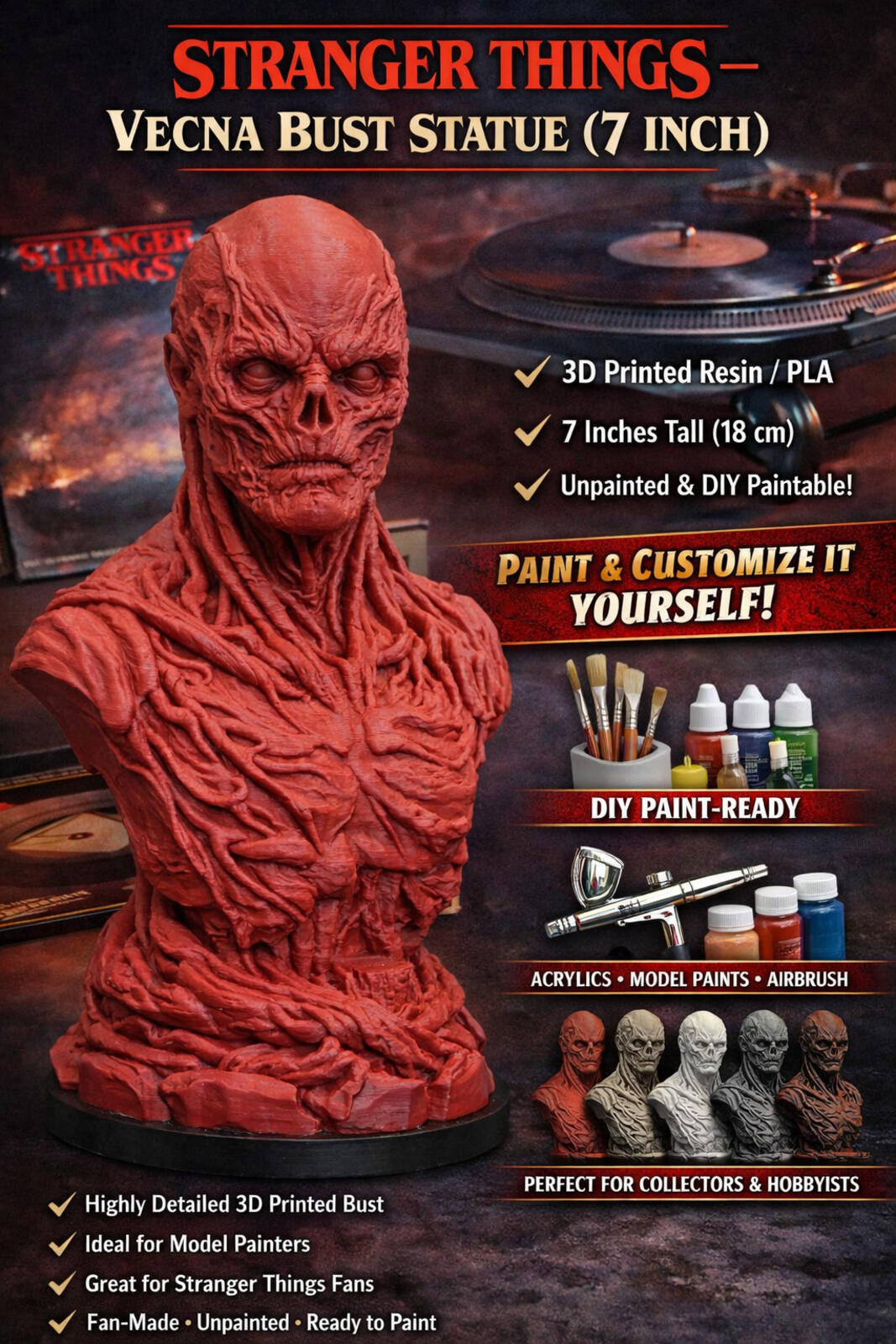 Stranger Things – Vecna Bust Statue | 3D Printed