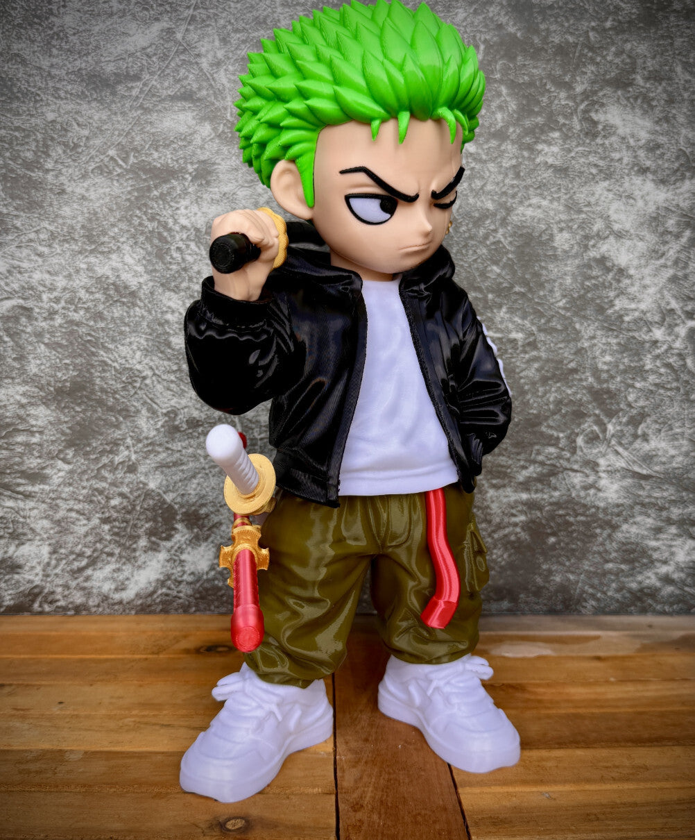 11" Three Sword Warrior 3D Printed Figure Anime Inspired Collectible Statue Gift