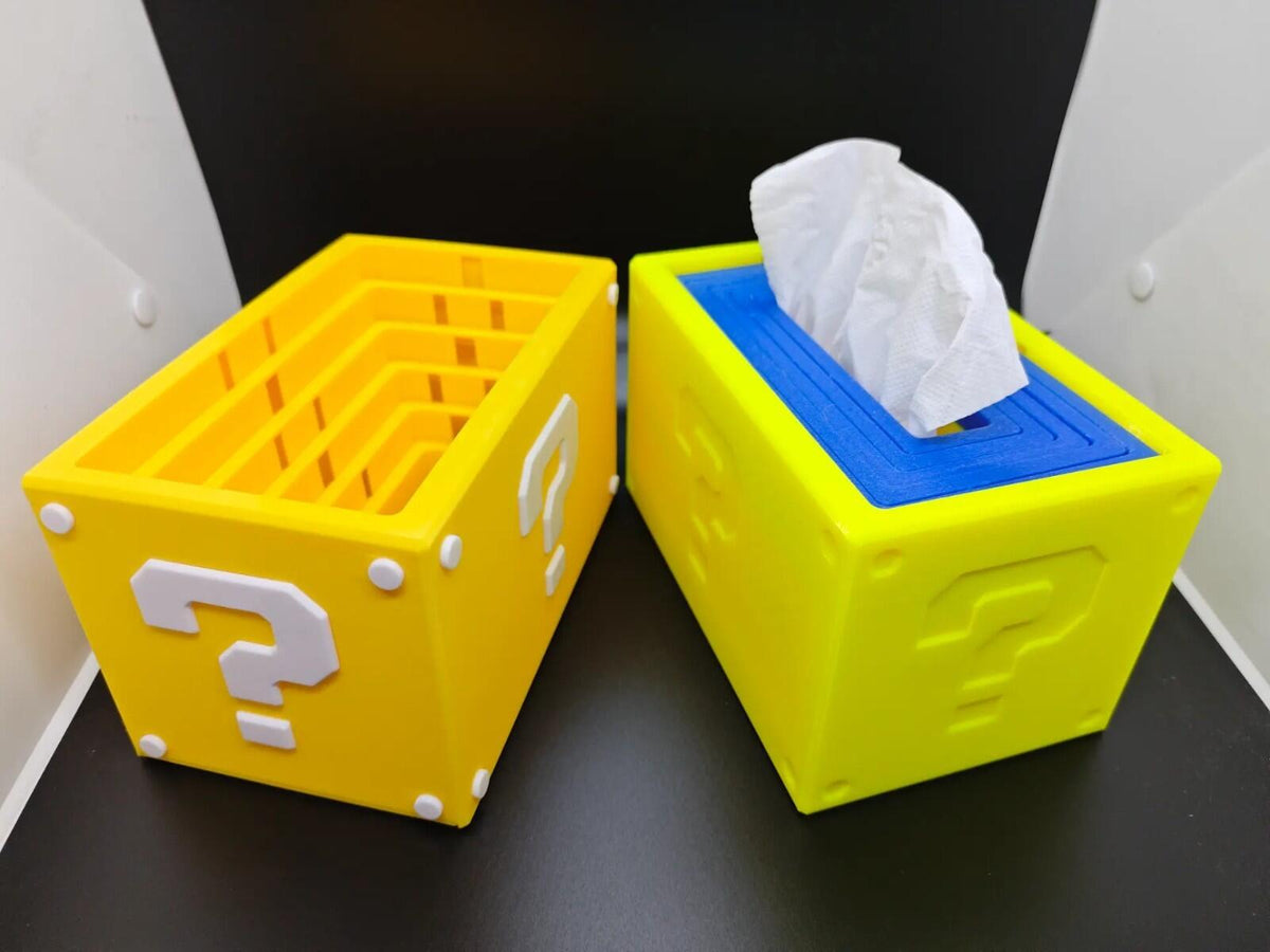D Printed Question Block Style Tissue Box – Video Game Inspired Sunken Design