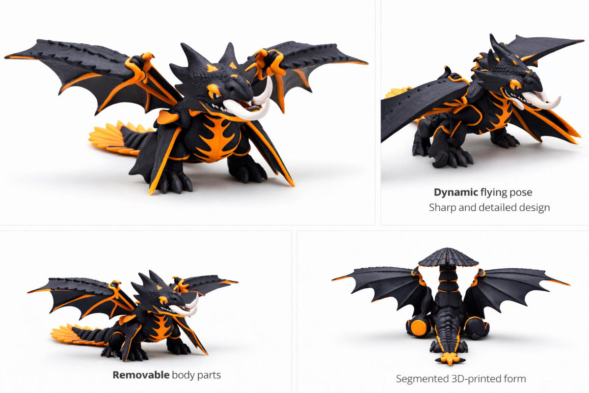 Dark Villain Dragon Figure | Fantasy Creature | 3D Printed Display Model