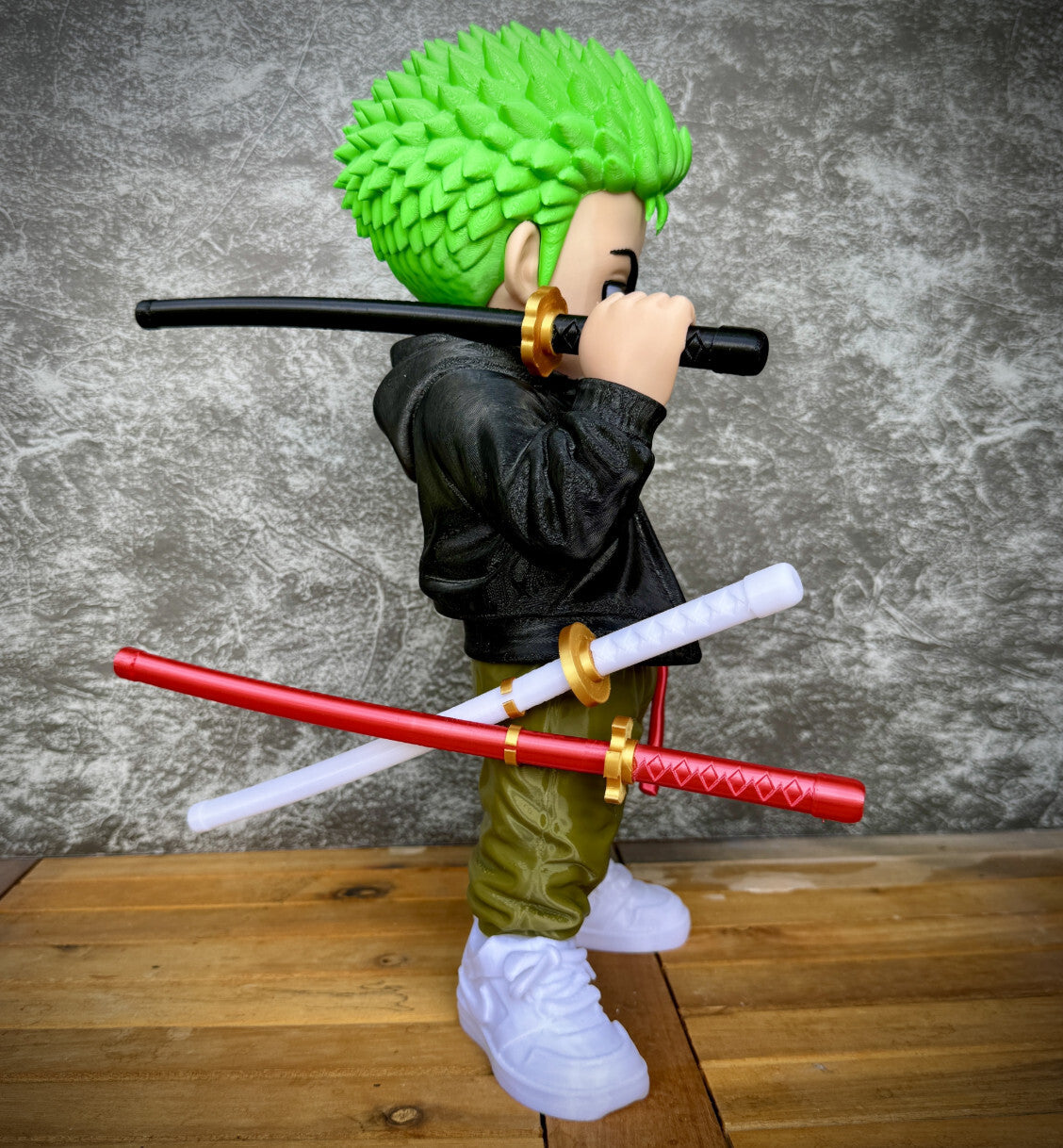 11" Three Sword Warrior 3D Printed Figure Anime Inspired Collectible Statue Gift