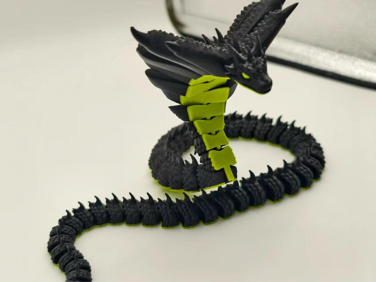 Dark Serpent Figure | Fantasy Snake Creature | 3D Printed Desk Display