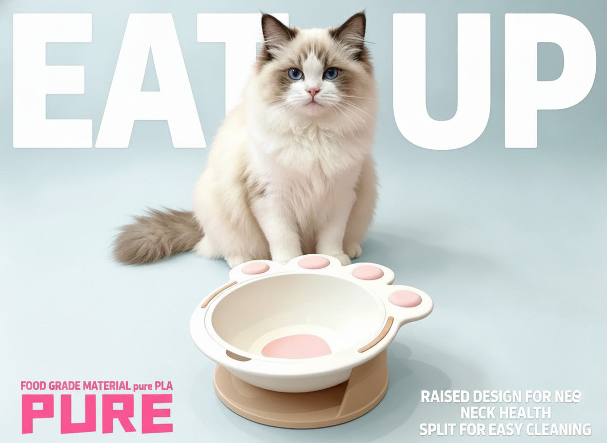 3D Printed Cat Paw Food Bowl – Cute Kitty Feeding Dish